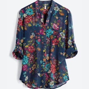 Sinclaire Button Down Blouse - Colorful Floral Print - Kut from the Kloth